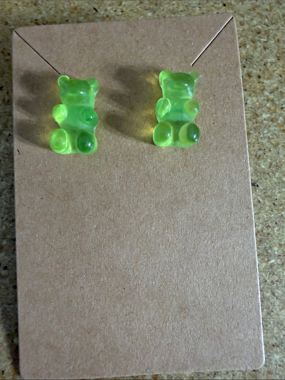 Green Gummy Bear Stud Earrings